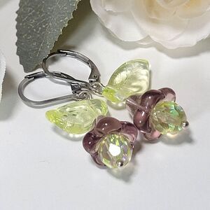 Artisan earrings  664# NEW bohemian Flower drop earrings floral Czech glass leaf